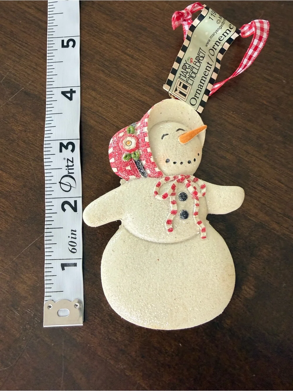 Mary Engelbreit 1997 Snowman Christmas Ornament w/ Tag Holiday Decor